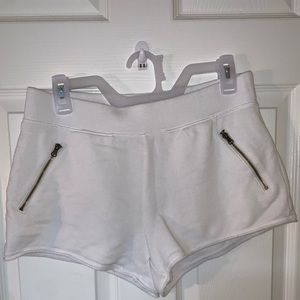 Aerie white sweat shorts with zipper pockets